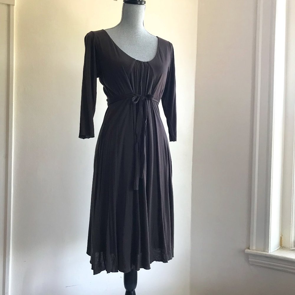 Velvet Graham Spencer Knit Dress Empire Tie Waist 3/4 Sleeves A-Line fit flare